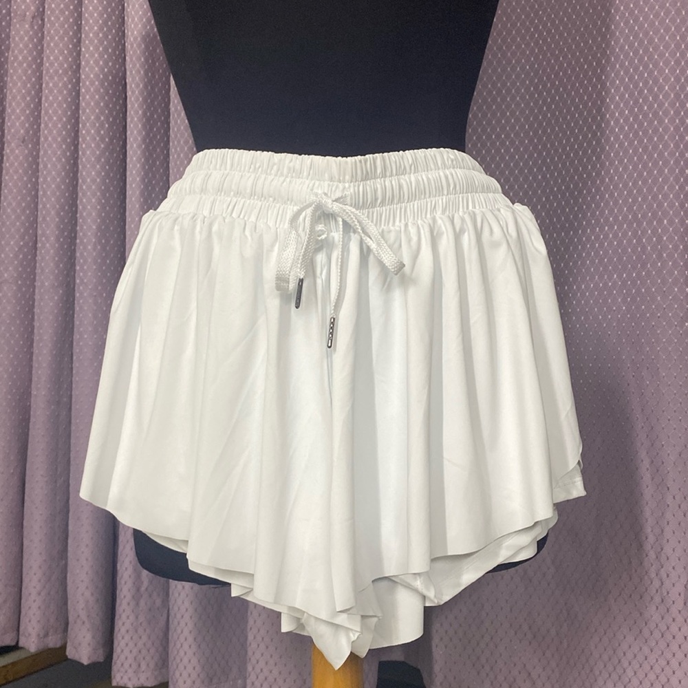 White Flowy Athletic Shorts